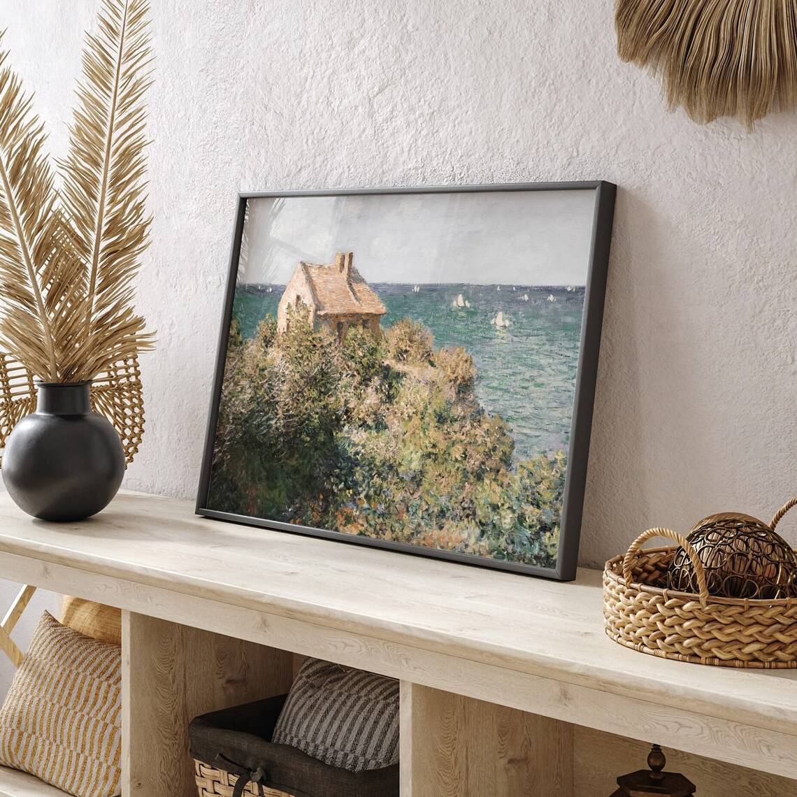 Impressionist Coastal Cottage Cliff House Ocean Waves Vintage Art Poster - Image 4