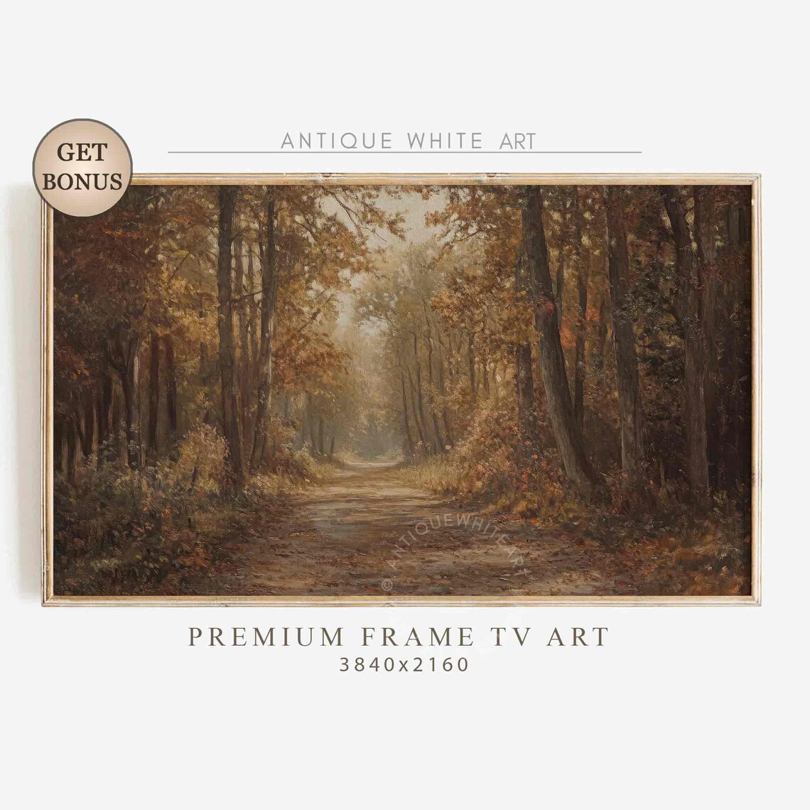 Moody Fall Forest Landscape, Rustic Art Print