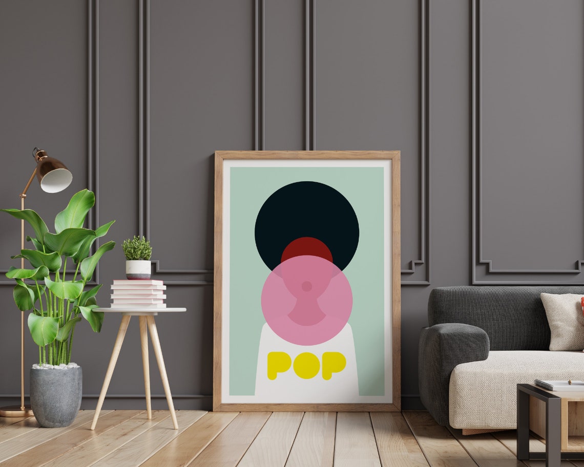 Printable Pop Bubblegum Illustration Art Fun Bold Instant Poster Modern Flat Colour Boy Girl Design Minimal Plain Funky Portrait - Image 2