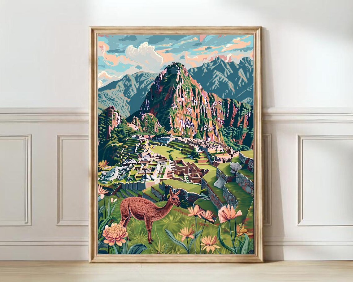 Peru Illustration, Machu Picchu Travel Poster