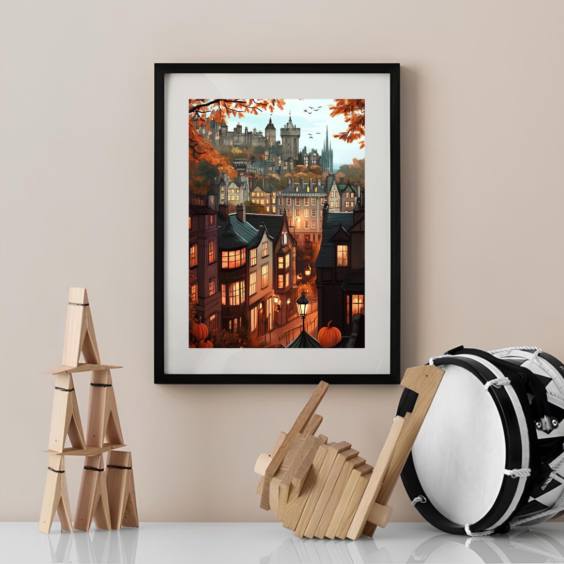 Edinburgh Illustration Scotland Autumn Travel Poster - Image 2
