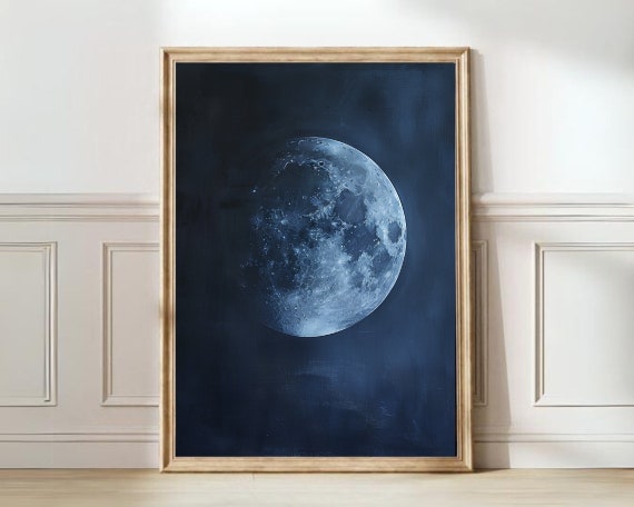 Moon Poster, Moody Night Sky Wall Art Print