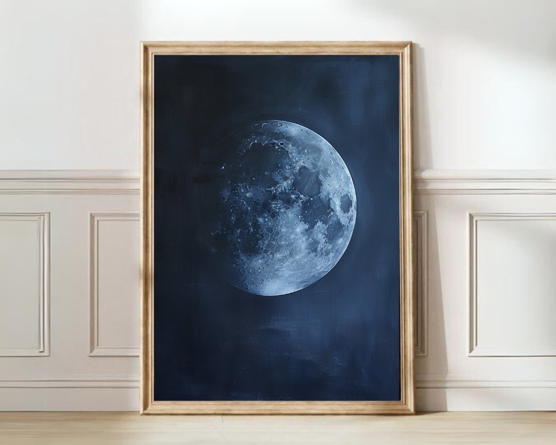 Moon Poster, Moody Night Sky Wall Art Print