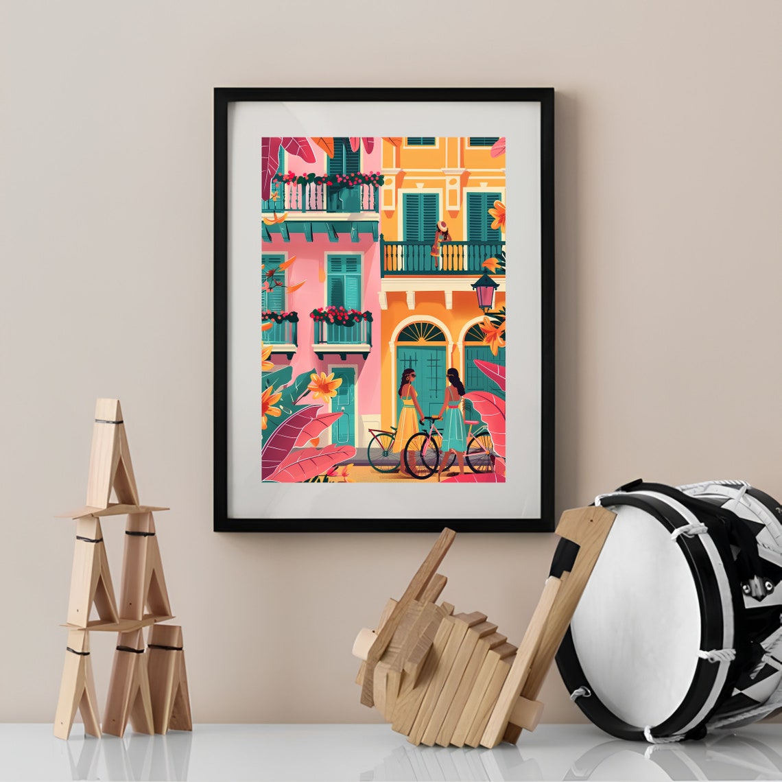 Cartagena Print Colombia Illustration Cartagena Travel Poster Cartagena Painting Floral Print Nostalgia Print - Image 3