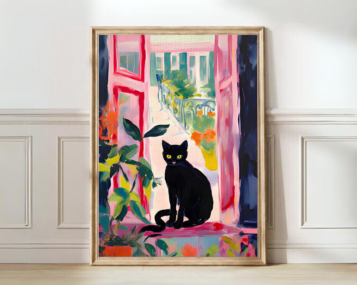 Cat in Open Window Matisse-Inspired Art Print