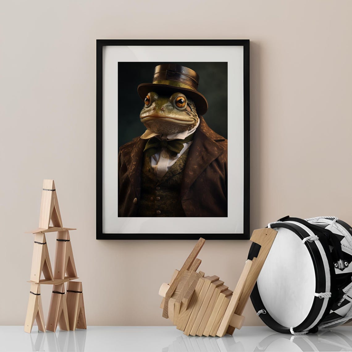 Victorian Gentleman Frog Top Hat Portrait Funny Animal Poster - Image 2