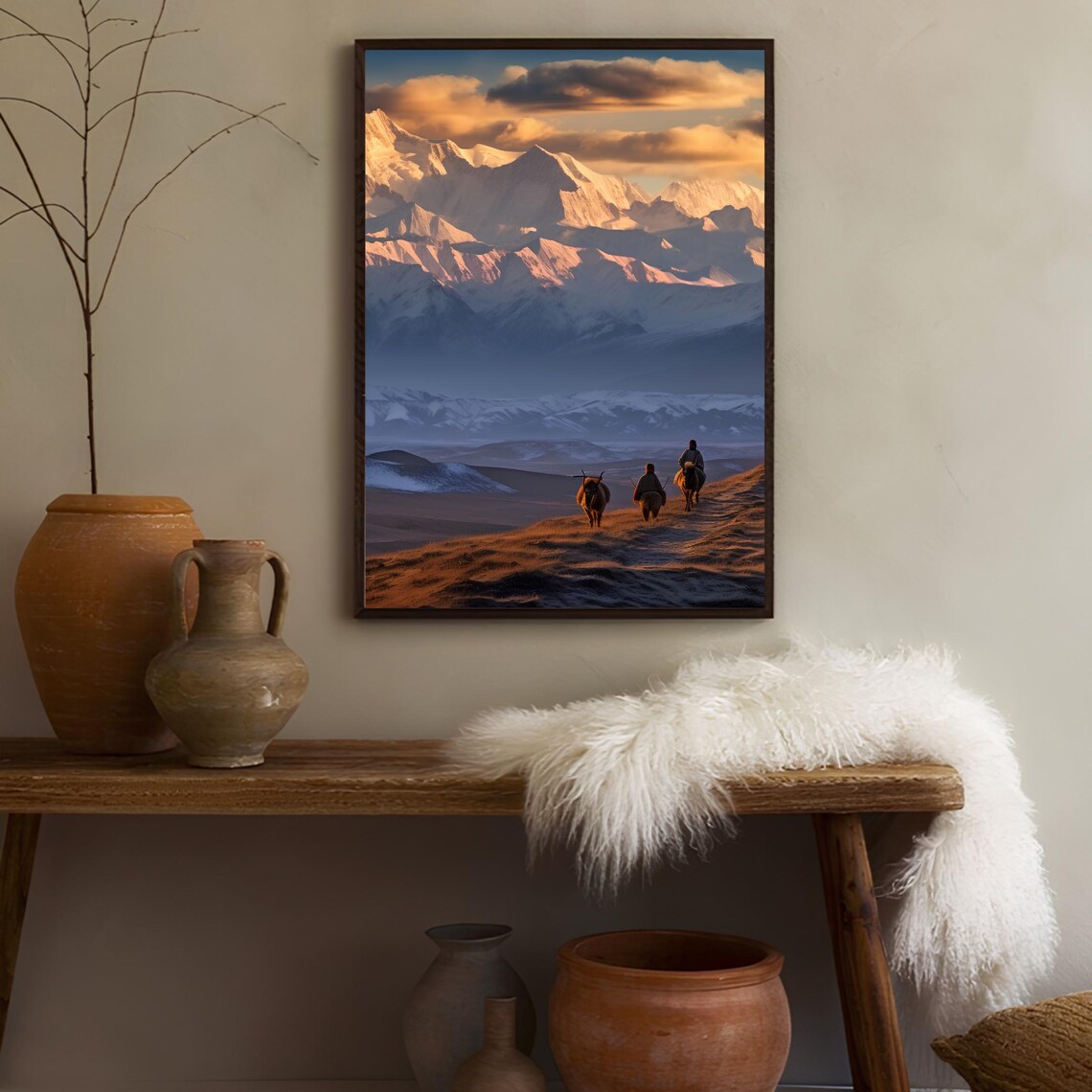 Hindukush Afghanistan Snowy Mountains Sunset Travel Art Poster - Image 3
