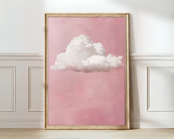 Cloud Print, Moody Pink Minimalist Art Print
