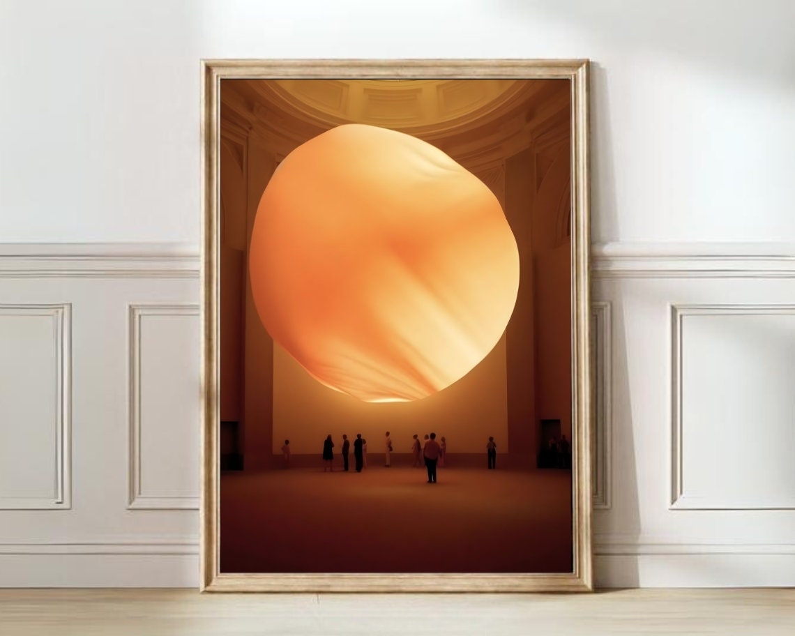 Glowing Orange Sun Installation Art Gallery Exhibition Poster