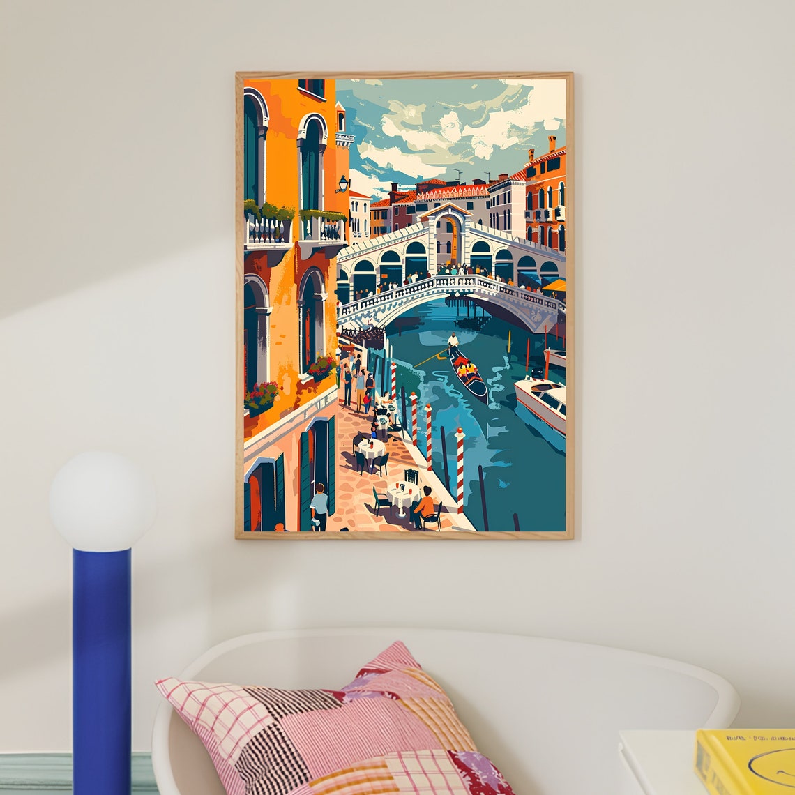 Venice Italy Rialto Bridge Gondola Canal Retro Travel Poster - Image 2