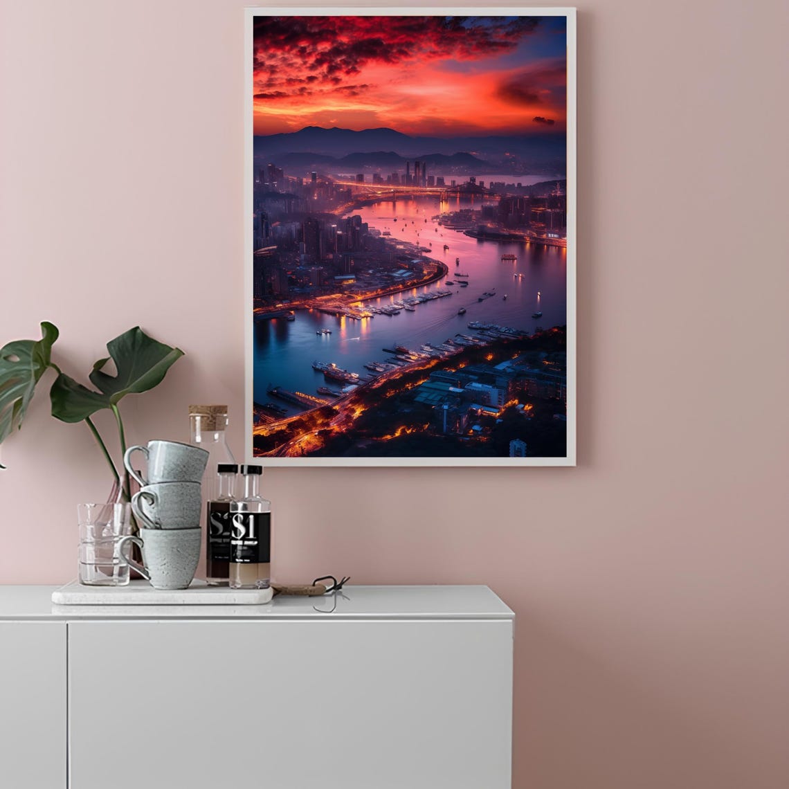 Seoul South Korea Harbor Sunset Boats Cityscape Travel Art Poster - Image 2
