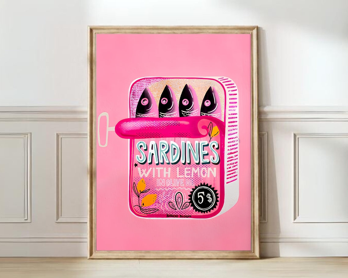 Sardines Print, Vintage Retro Fish Poster