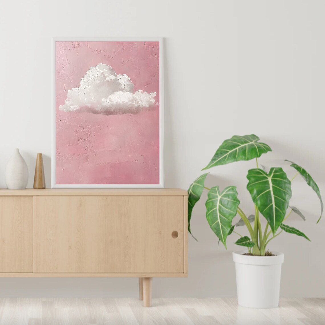 Cloud Print, Moody Pink Minimalist Art Print - Image 2
