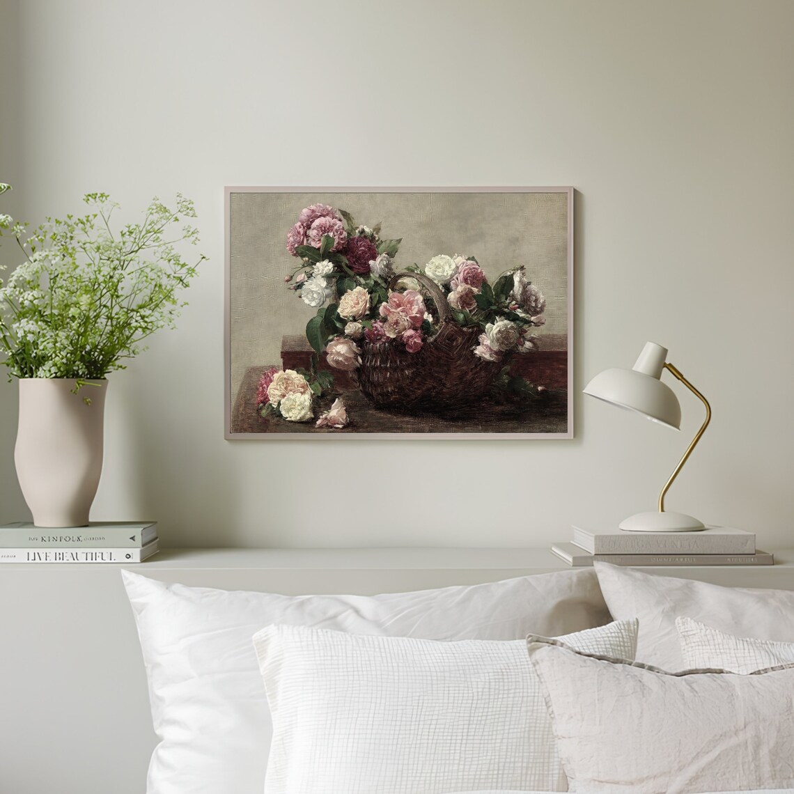 Moody Flowers Painting Vintage Flower Print Dark Floral Print Vintage Roses Print Still Life Farmhouse Decor - Image 2