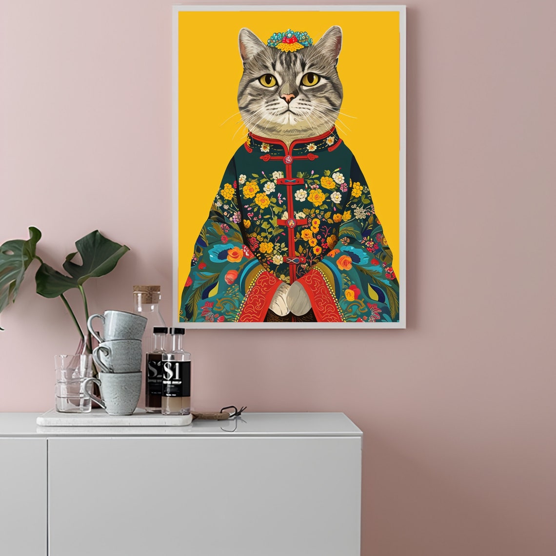 Maximalist Print Eclectic Cat Print Maximalist Poster Funny Cat Print Eclectic Gallery Funky Wall Art Colorful Print - Image 3