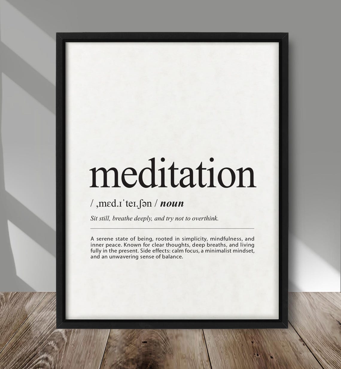Meditation Definition Print Art Poster Wall Zen Decor