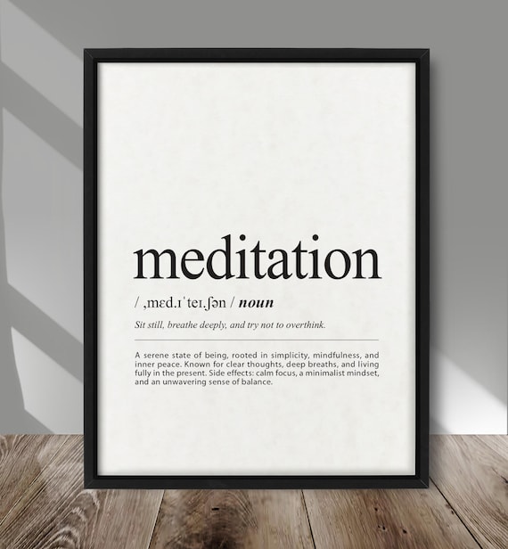 Meditation Definition Print Art Poster Wall Zen Decor