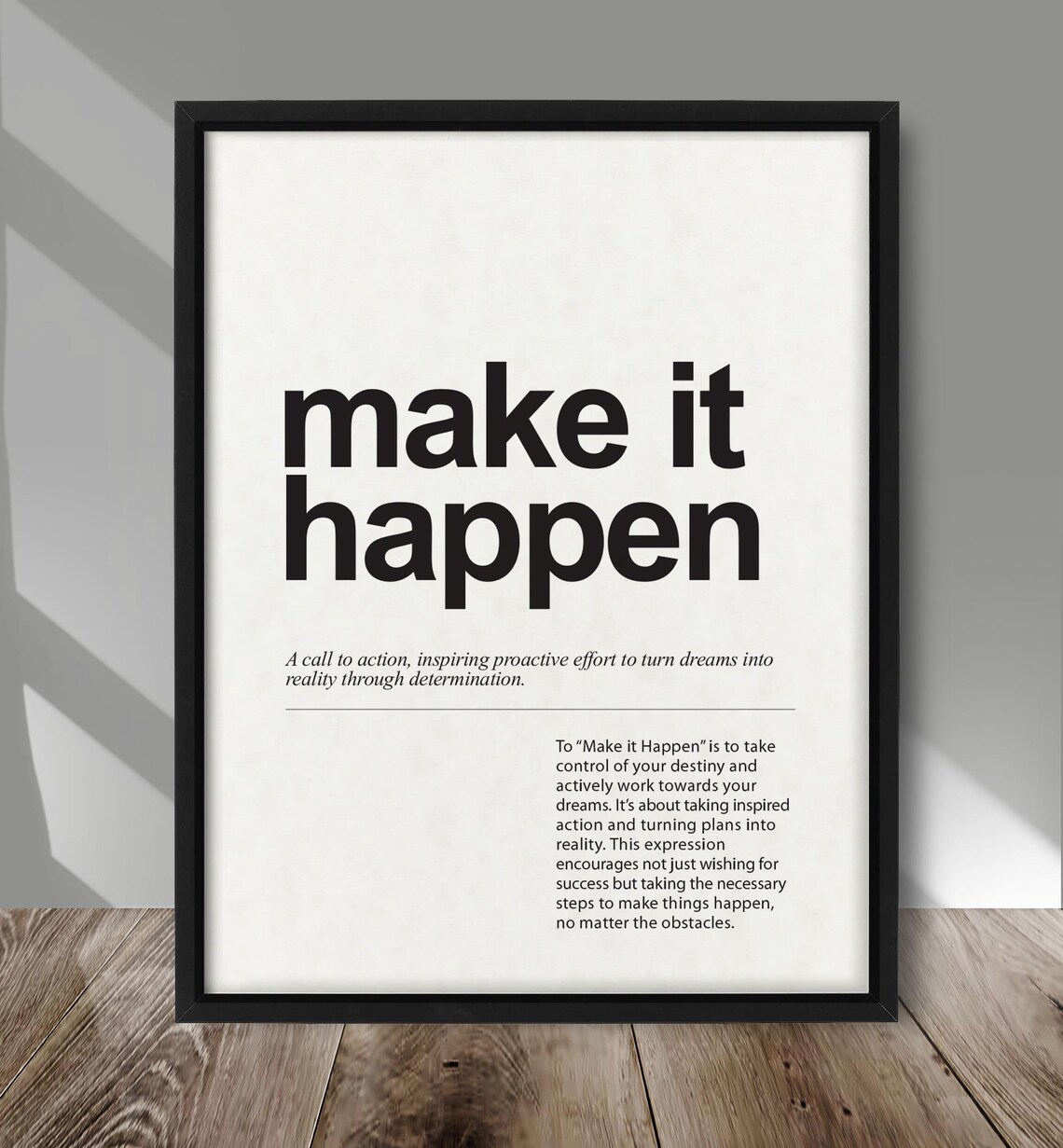 Make It Happen Definition Print, Minimalist Poster