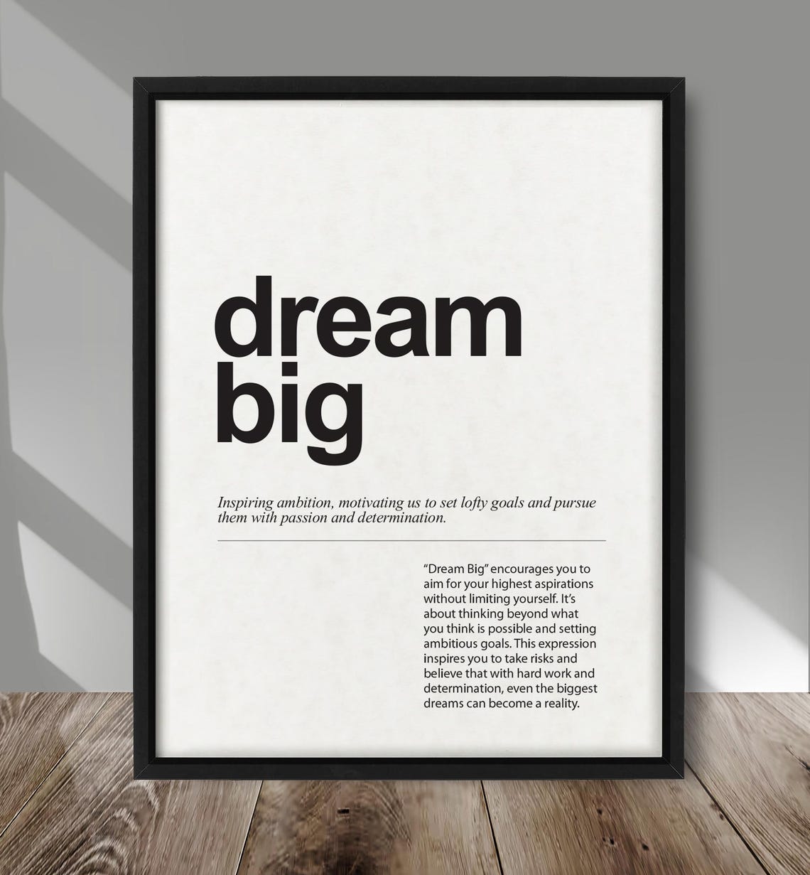Dream Big Inspirational Ambition Motivational Typography Poster