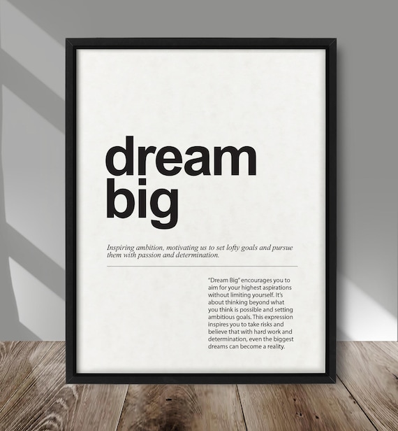 Dream Big Inspirational Wall Art Motivational Typography Print Minimalist Positive Quote Poster For Home Decor