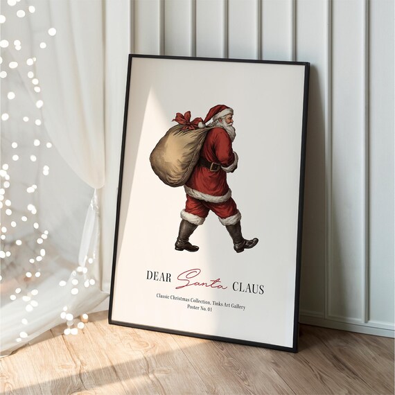 Dear Santa Claus Vintage Christmas Holiday Gallery Decor Poster