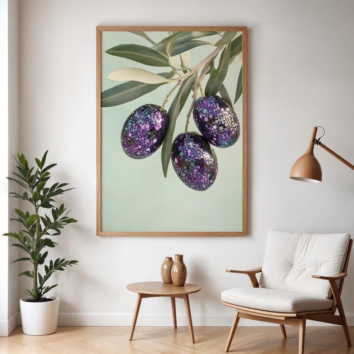 Retro Olive Disco Ball, Funky Kitchen Art Print - Image 5