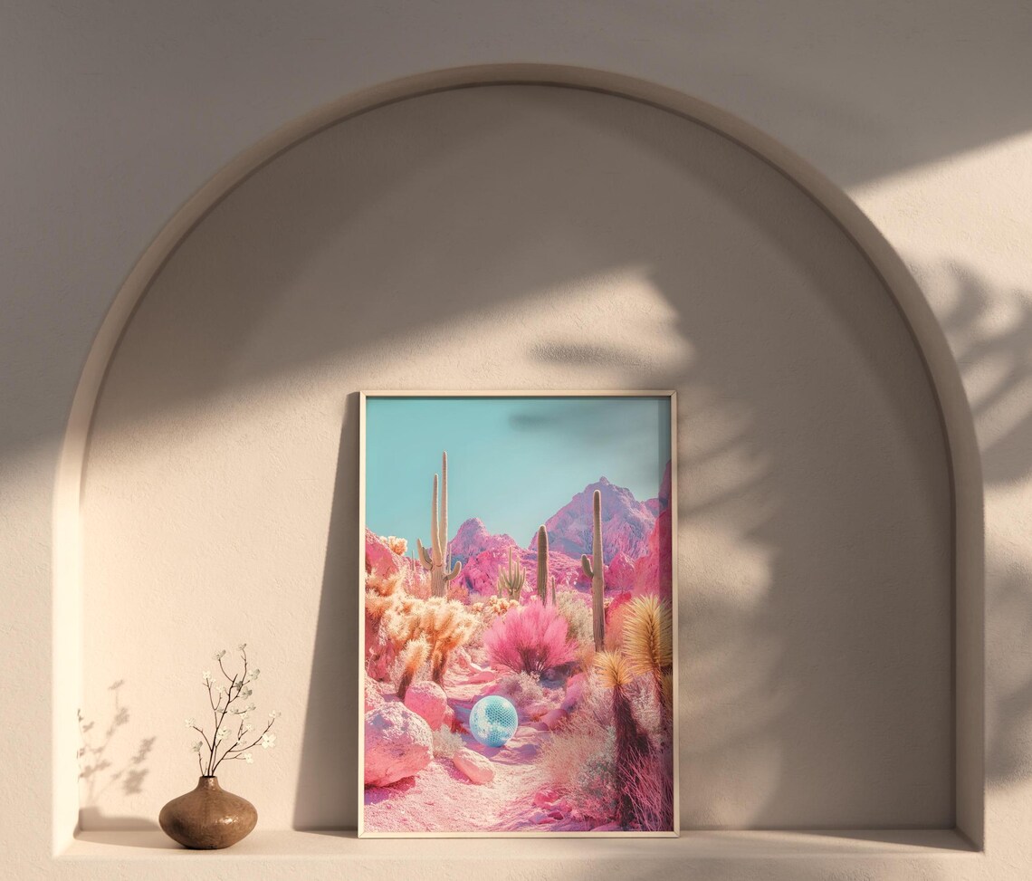 Retro Desert Disco Ball, California Decor Poster - Image 4