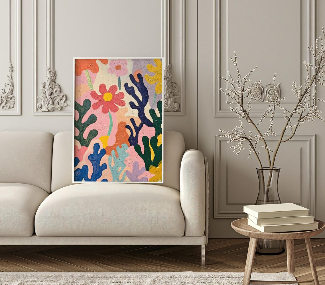 Vibrant Colorful Abstract Floral Garden Impasto Painting Wall Art - Image 2