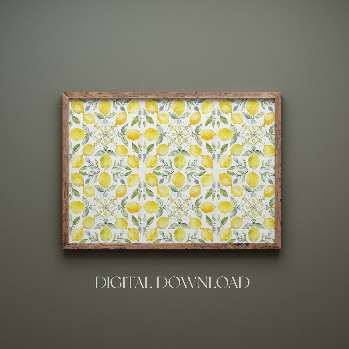 Watercolor Lemons Tiles Kitchen Wall Art Fruit Wall Art Moroccan Tiles Spanish Tiles Mediterranean Tile Seamless Pattern
