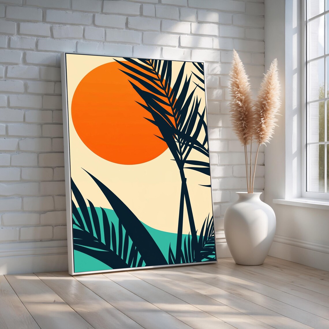 Modern Tropical Palm Abstract Sunset Art Print