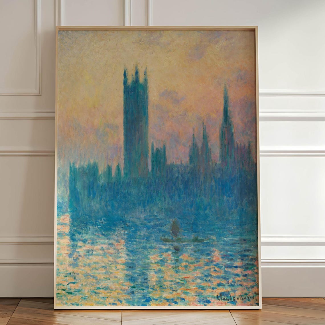 Claude Monet Vintage London Sunset Art Print