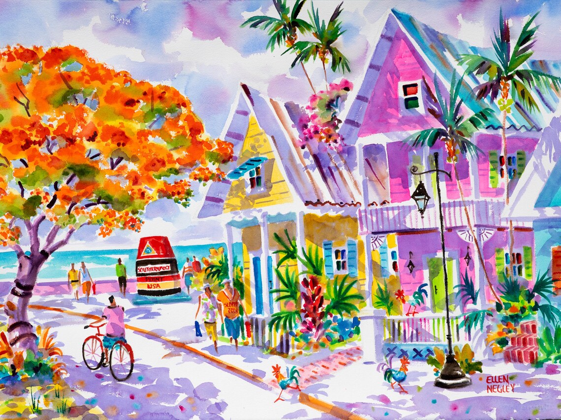 Key West Southernmost Point Cottage, Ellen Negley Art Print - Image 3