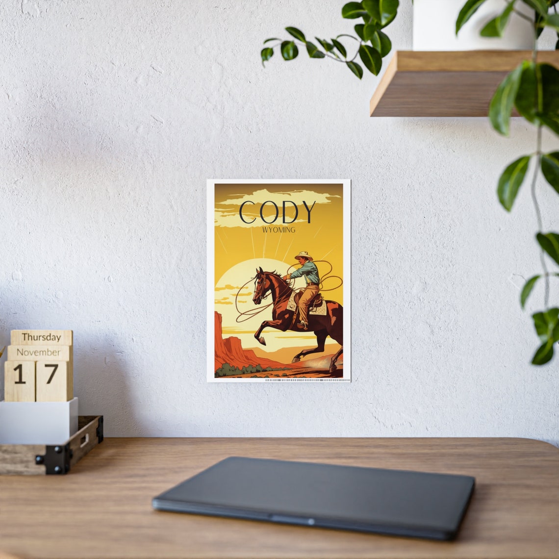 Cowboy Art Deco Travel Poster, Western Gift - Image 3