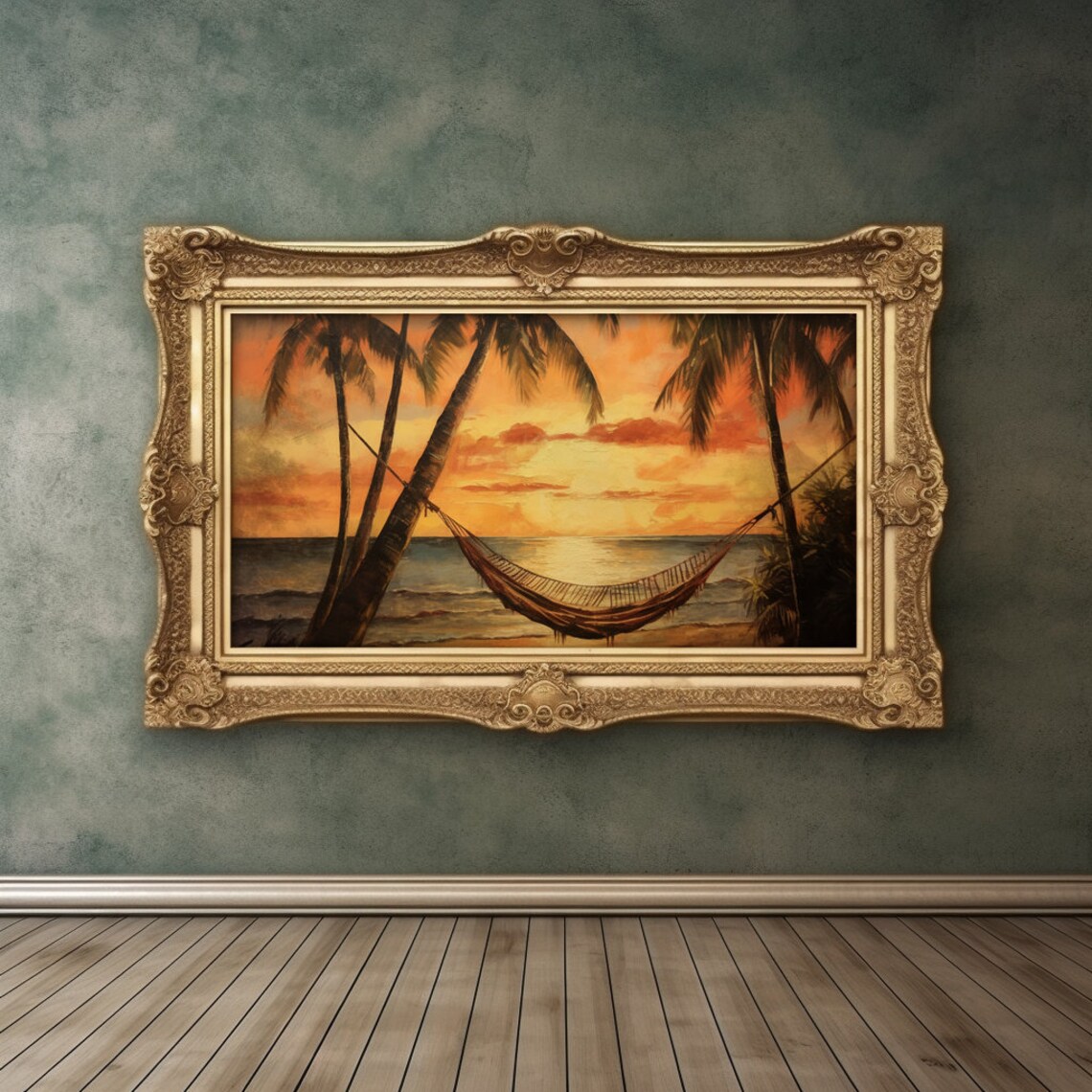 Warm Sunset Coast Oil Painting Art Print - Image 3