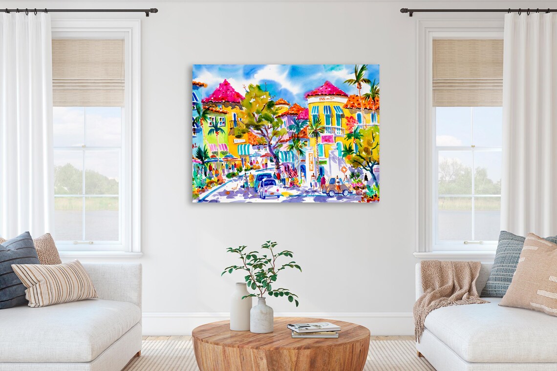 Naples Florida Watercolor Art Print, 5th Avenue - Image 2