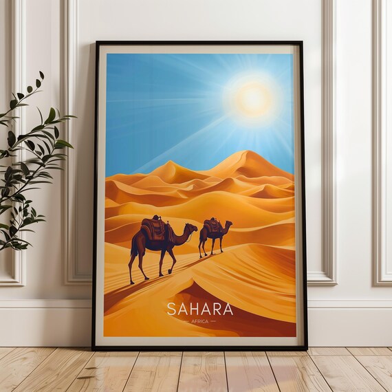 Sahara Desert Travel Poster, Africa Illustration