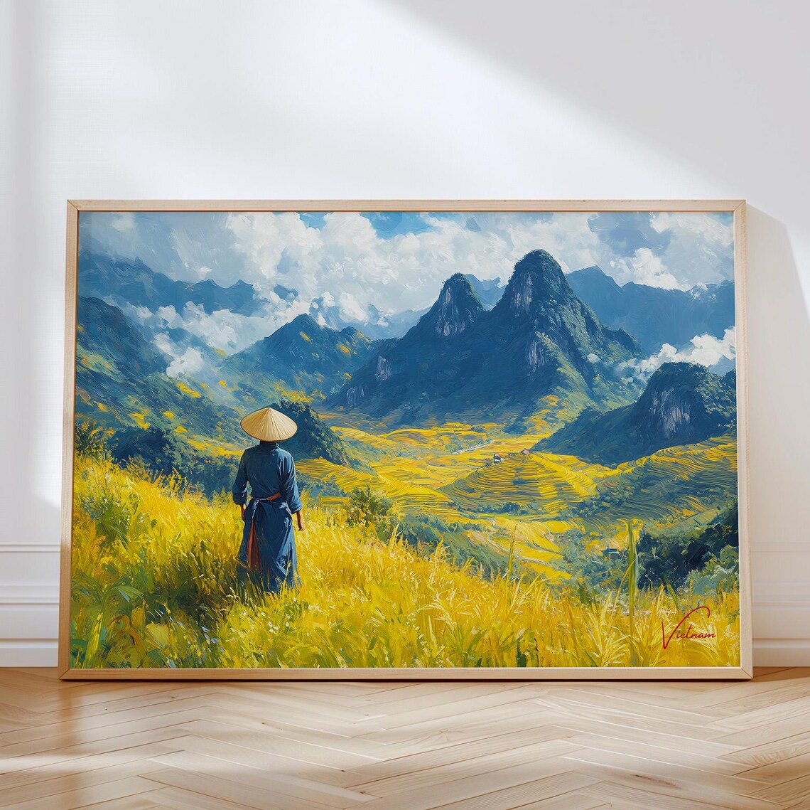 Vietnam Rice Terrace Travel Poster, Southeast Asia Landscape