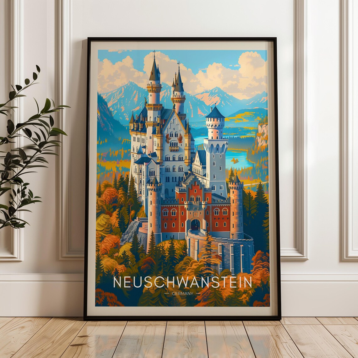 Neuschwanstein Castle Travel Poster, Bavaria, Germany