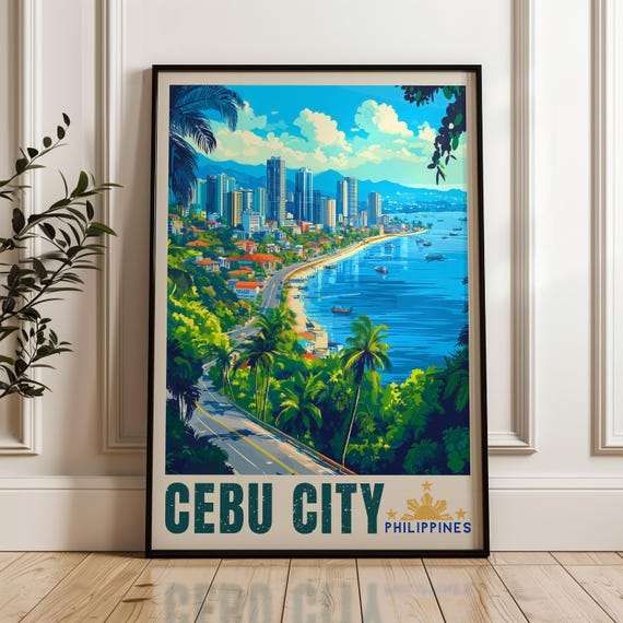 Cebu City Travel Poster, Philippines Tropical Island