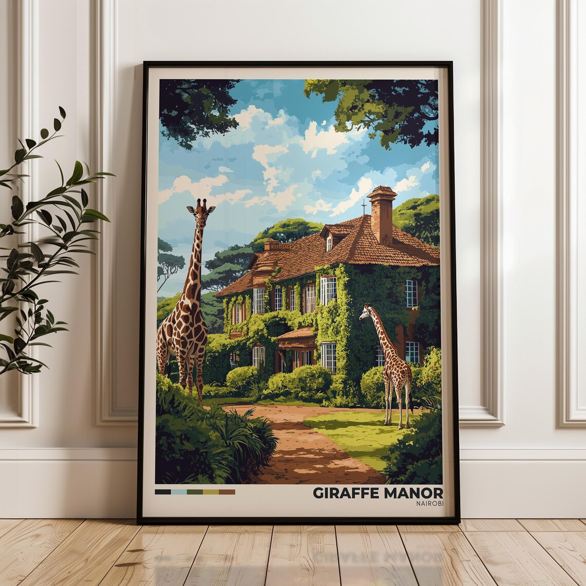 Giraffe Manor Kenya Travel Poster, Nairobi Print