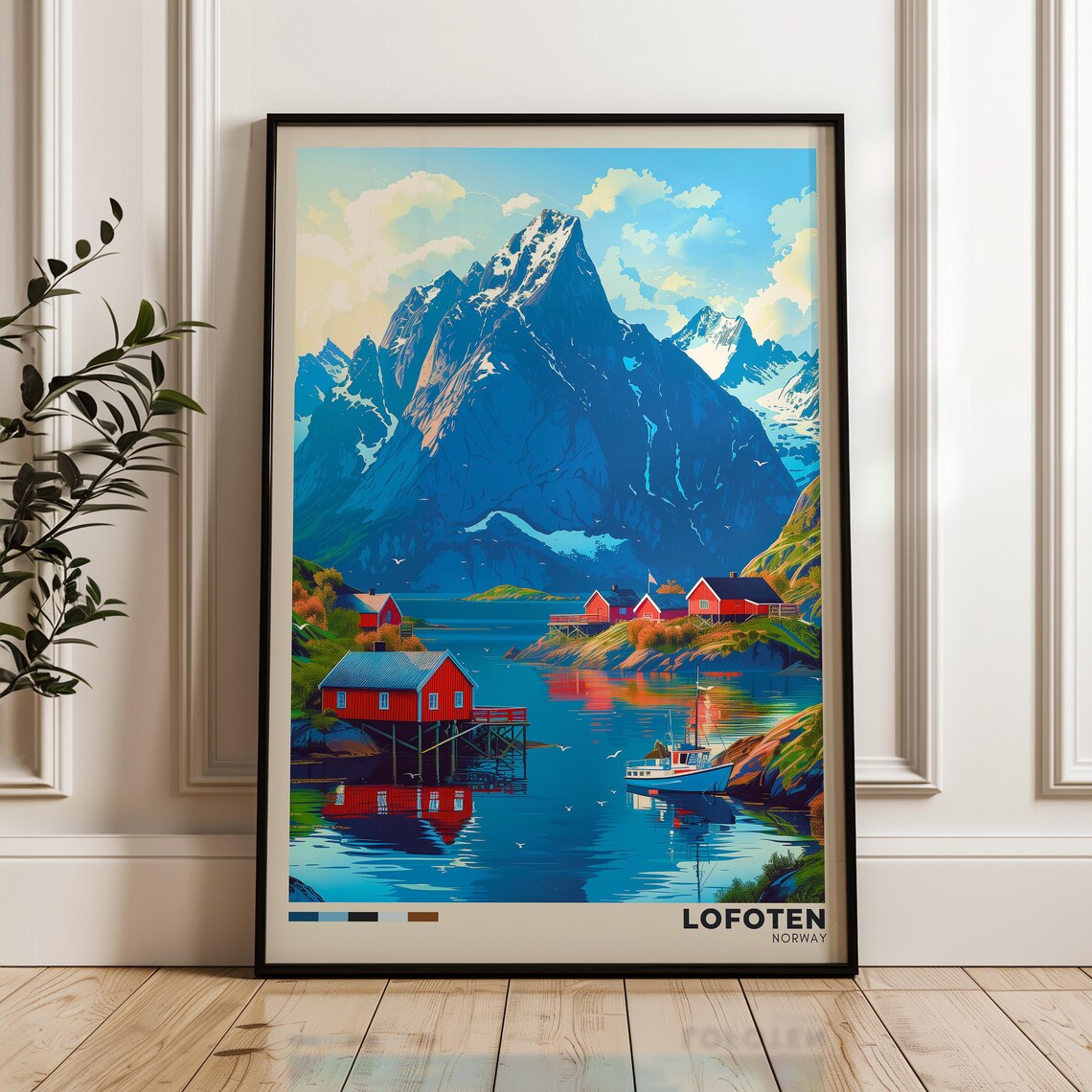 Lofoten Norway Travel Poster, Scandinavia Wall Art