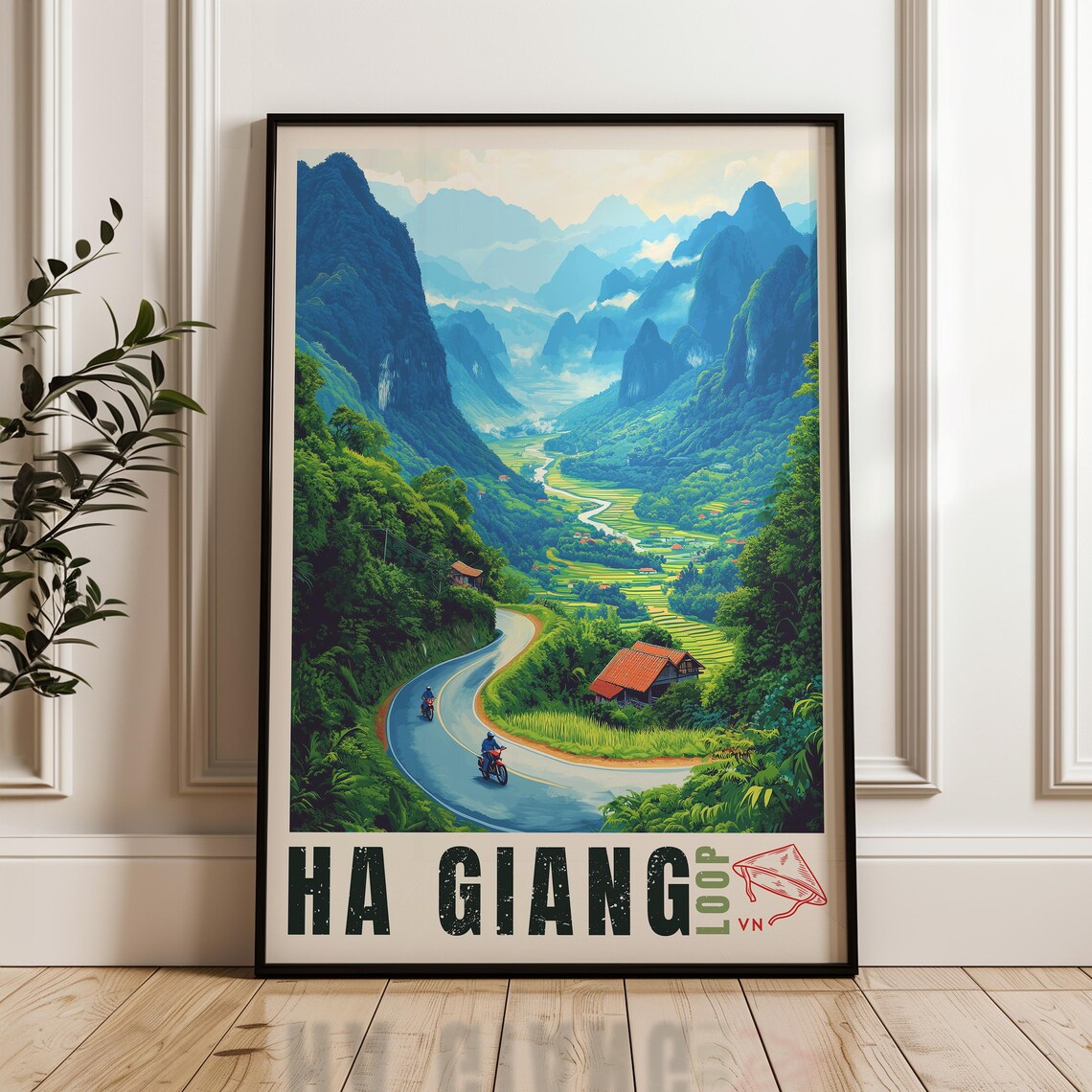 Ha Giang Loop Vietnam Travel Poster, Backpacking Route