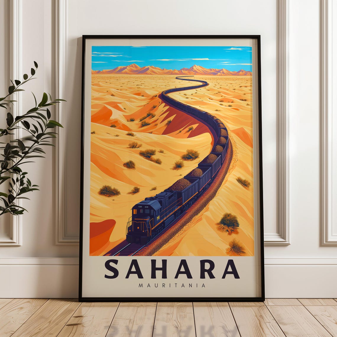 Sahara Mauritania Iron Ore Train Desert Dunes Day Travel Poster