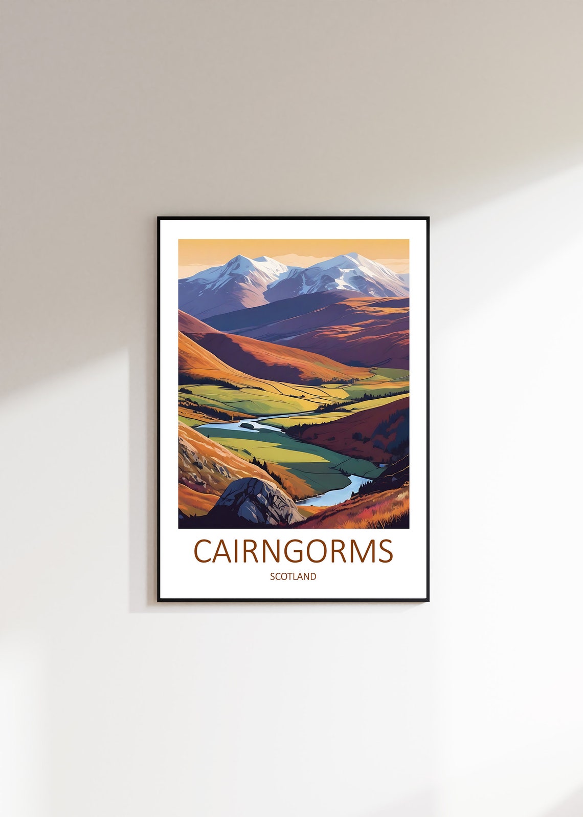 Cairngorms Scotland Autumn Mountain Valley and River View Poster - Image 4