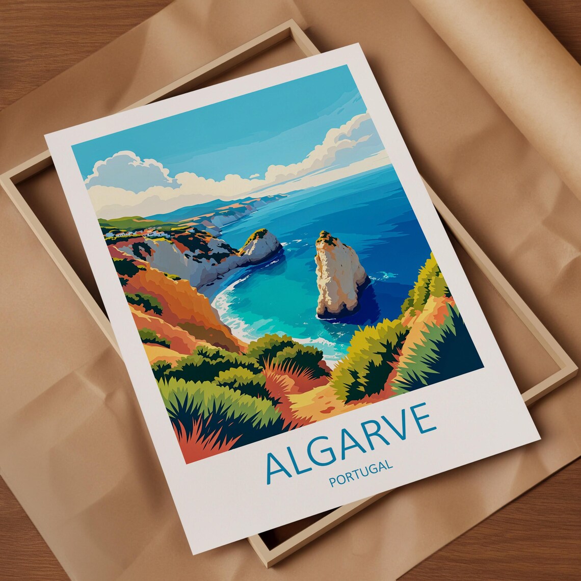 Algarve Portugal Golden Cliffs Towering Sea Stacks and Cove Poster - Image 4
