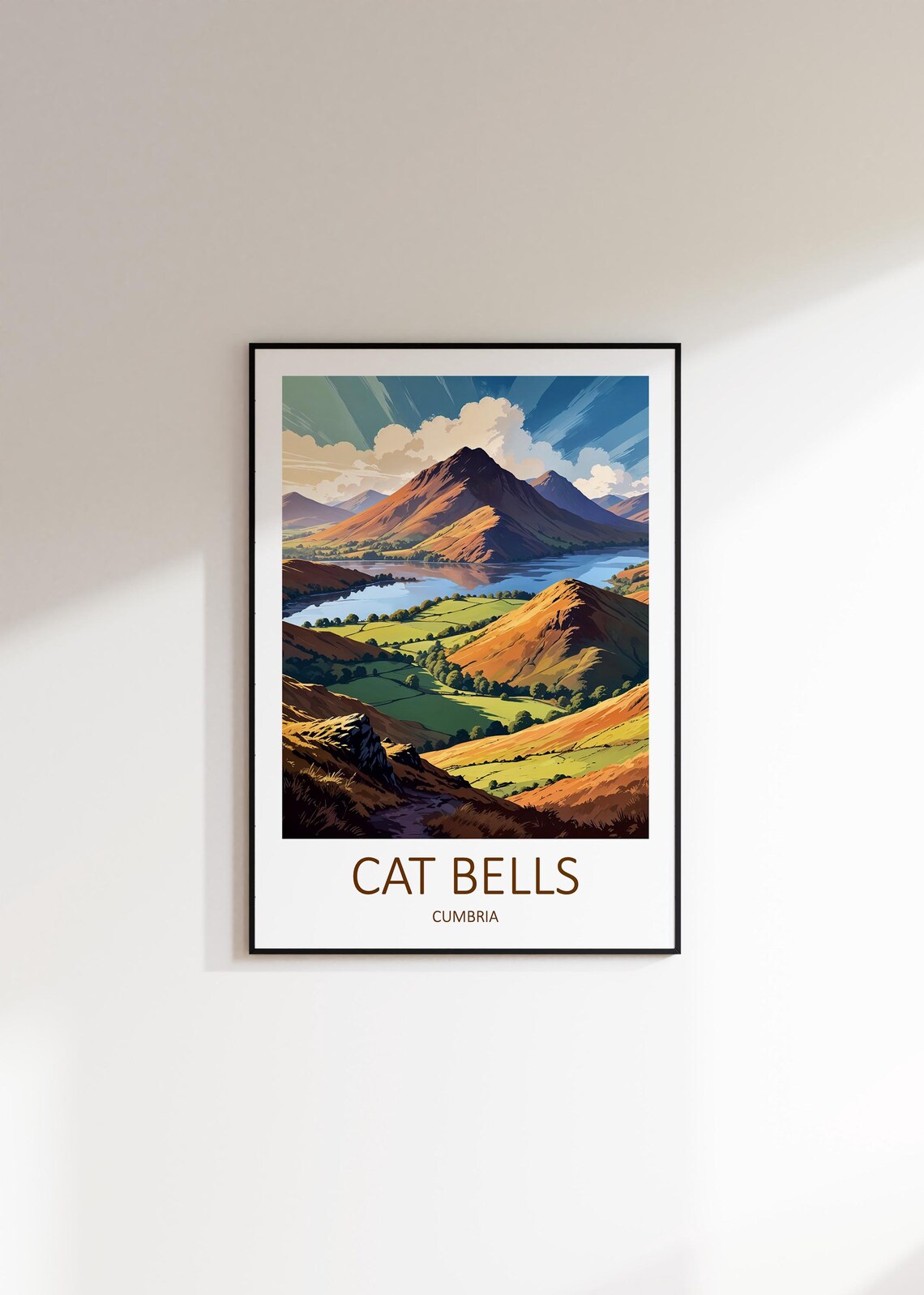 Cat Bells Cumbria Lake District Fell Panorama Vintage Travel Poster - Image 2
