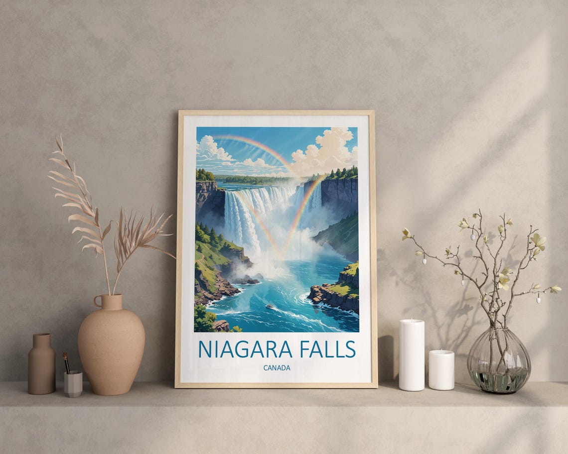 Niagara Falls Canada Rainbow Mist Waterfall Gorge View Poster - Image 3
