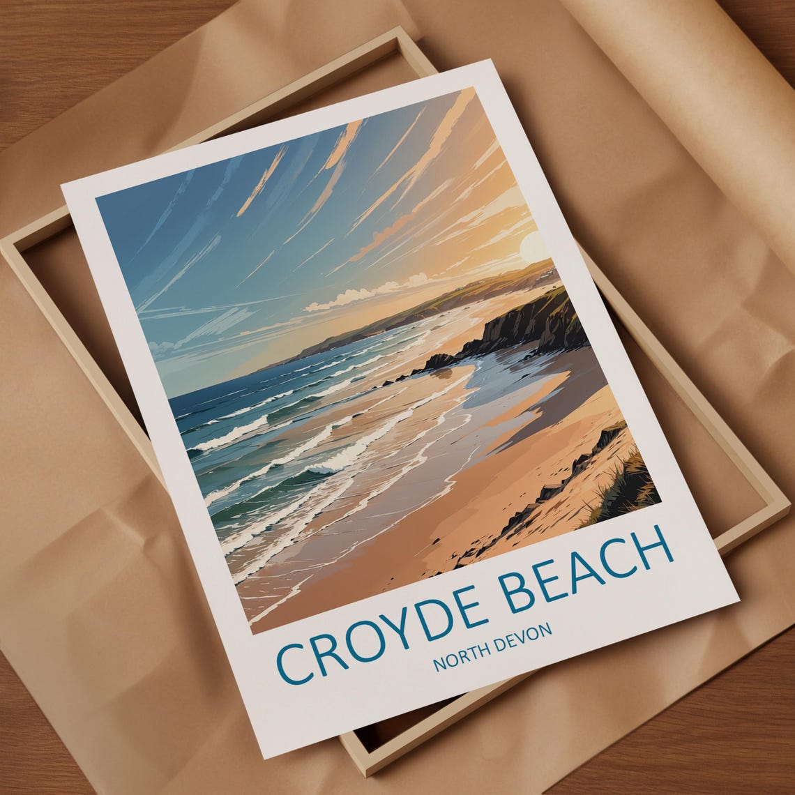 Croyde Beach North Devon England Sunset Surf Beach Scene Poster - Image 4