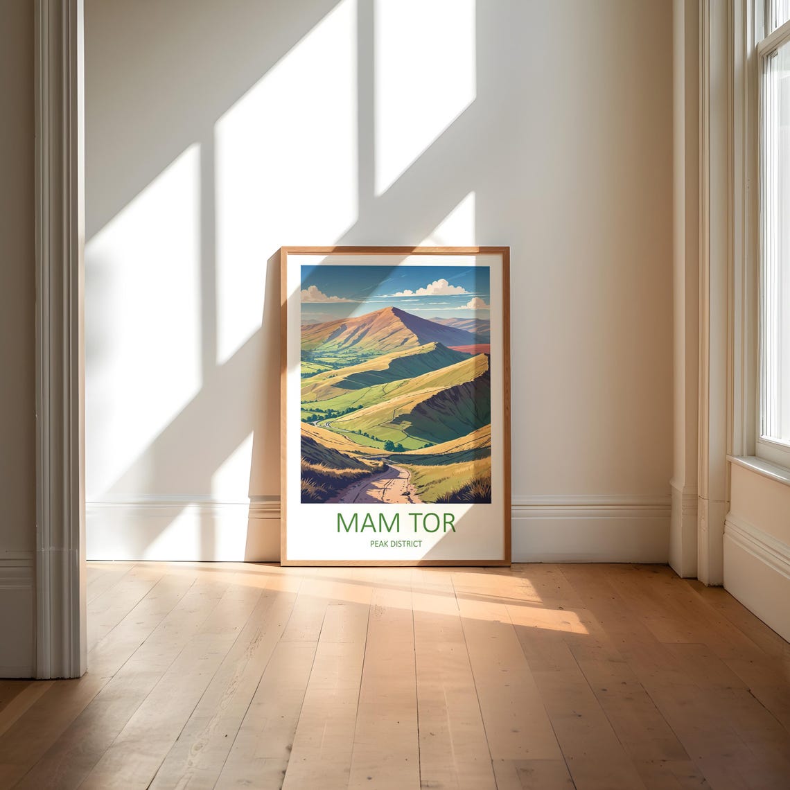 Mam Tor Peak District Golden Ridge Path Viewpoint Travel Poster - Image 6