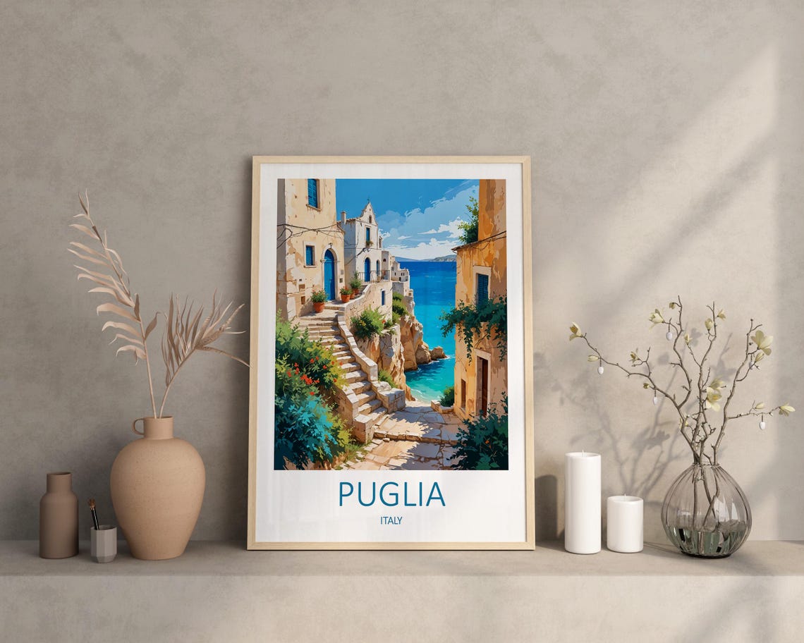 Puglia Travel Print Puglia Italy Puglia Poster Italian Prints Italy Gifts Italy Poster Puglia Print Italy Wall Art Travel Poster - Image 3